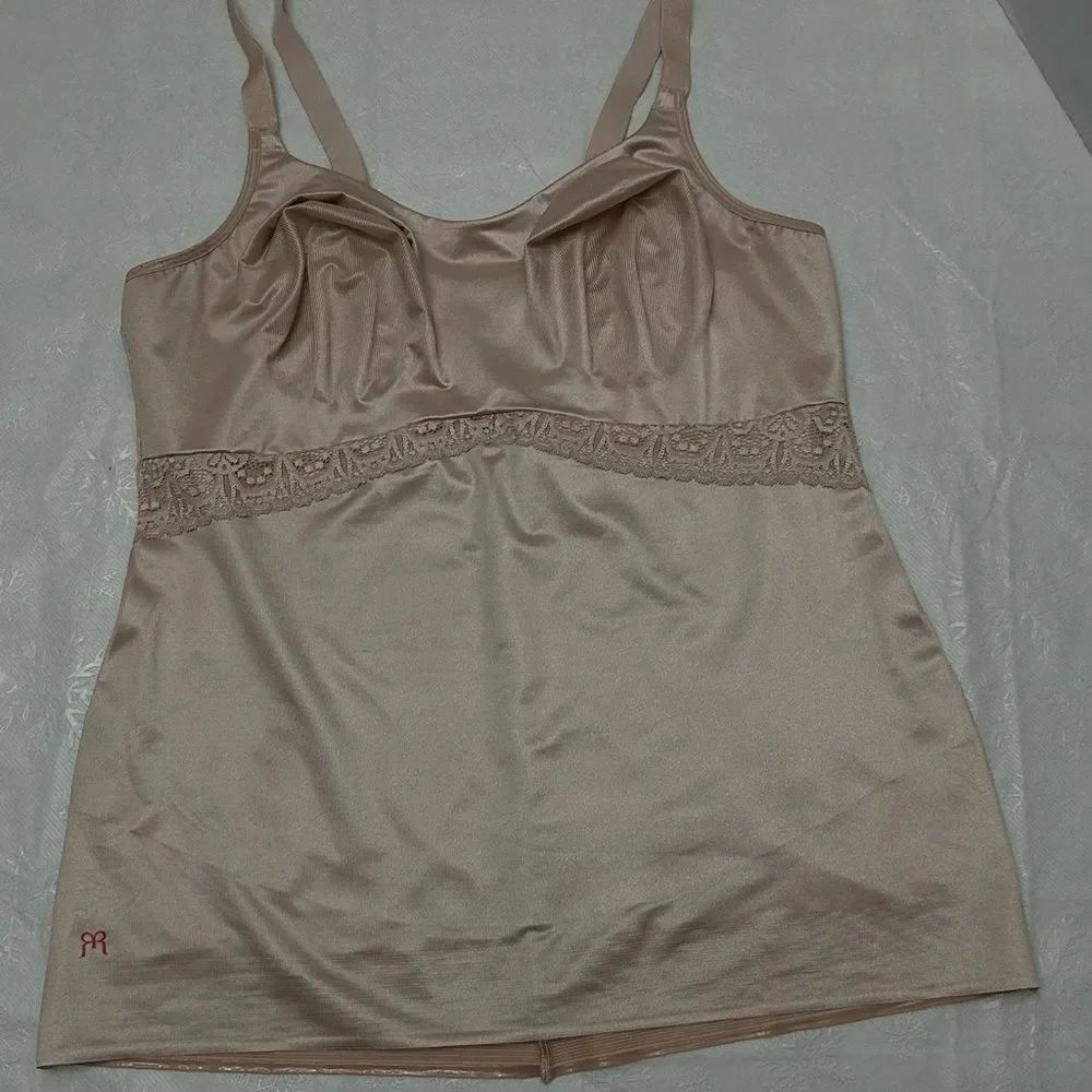 Ruby Ribbon Elegant Lace Trim Satin beige Camisole #3024 size 46